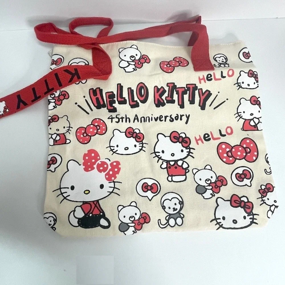 Hello Kitty Sanrio Large Capacity Tote Bag Red Handles‎ 45th Anniversary